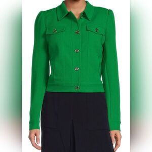Tommy Hilfiger Women's Long-Sleeve Kelly Green Button Jacket Size 8 NWT